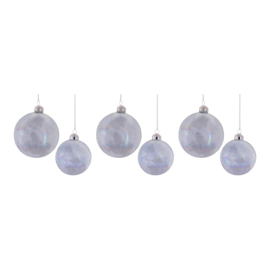 Iridescent Cream Glass Ball Ornament Set